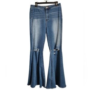Chelsea & Violet Blue Flare Wide Leg Jeans
